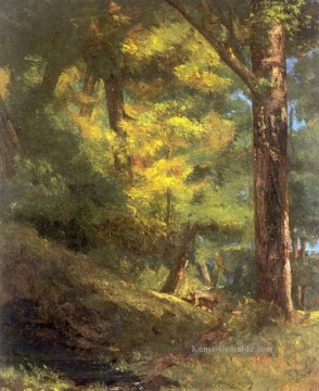  Courbet Malerei - Deux Chevre Uils Dans la Forêt Landschaft Gustave Courbet